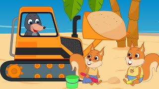 Famille d'Écureuil - Bulldozer Géant Dans Un Bac à Sable Vidéos Animé 2021 en Français 13+