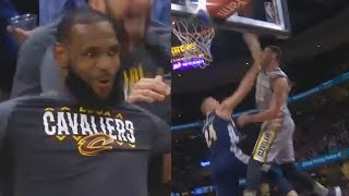 LeBron James CAN'T BELIEVE LARRY NANCE JR DUNK ON MASON PLUMLEE!