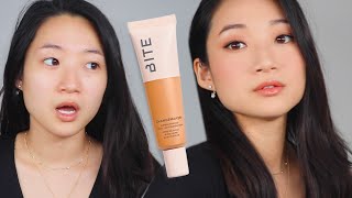 BITE BEAUTY foundation + primer review for oily/combination skin! Does it actually hold up??