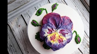 Кремовый торт ЦВЕТОК - Анютины глазки