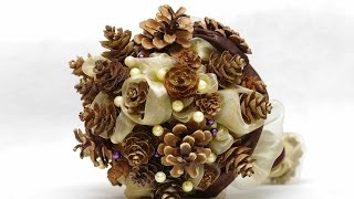 DIY : Свадебный букет зимний из шишек и бусин  wedding winter bouquet