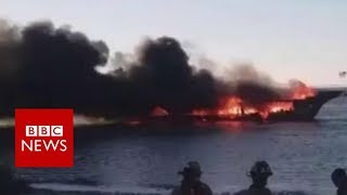 Florida casino boat bursts into flames - BBC News