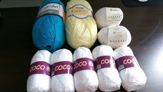 Распаковка посылки с пряжей. Хлопок Coco, Gazzal Baby Cotton, Cotonax Lanoso, Yarn Art Cotton Soft