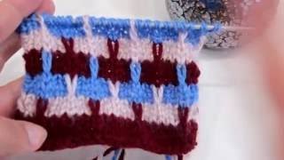 Многоцветный узор спицами. Multicolor knitting pattern.