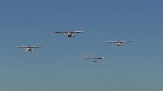 Steirische Hagelabwehr | 4 Cessna 182 formation fly-by and landing at Airfield Punitz