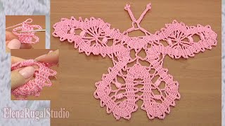 Crochet Bruges Butterfly Урок 15 часть 1 из 3 Бабочка крючком в технике брюггского кружева