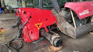 Ремонт погрузчика Manitou. Расточка крепления стрелы.