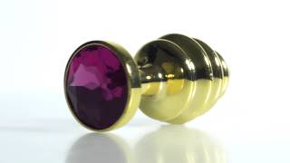 Витая анальная пробка Jewelery Butt Plug Small Gold Рубиновый