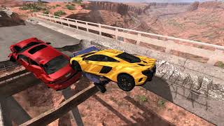 BeamNG drive. Разбиваем машины. Массовая авария! Огромная дыра в мосту. Краш тест