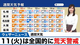 週間天気／11(火)は全国的に荒天警戒