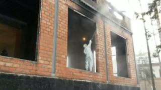 Восстановление после пожара. Очистка фасада коттеджа.