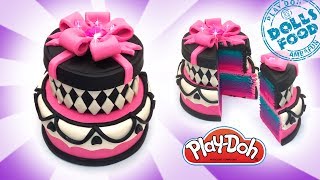 Dolls Food . Monster High Cake. Play Doh for Beginners