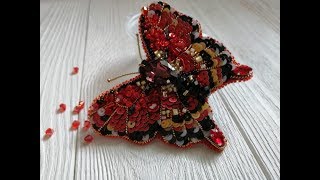 Украшения ручной работы, брошь бабочка из бисера