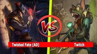 Twisted Fate vs Twitch Full AD solo 1 vs 1 - Who Is The Winner - League of legends