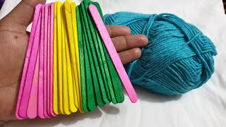 2020 ice cream stick amazing hand embroidery flower wool thread easy trick and tricks design part 2