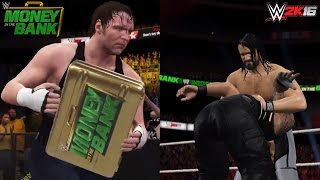 WWE 2K16 Money in the Bank 2016 Roman Reigns vs Seth Rollins (Dean Ambrose Cashes in the MITB)