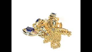 Комплект "Сапфир" покрытый золотом (серьги, кулон, цепочка)  Inchofgold com ua