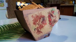 Конфетница своими руками. Крутая поделка из картона DIY