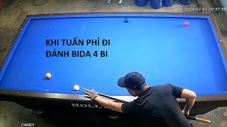 TRẬN ĐẤU BIDA 4 BI GIỮA CHỦ BÀN VÀ TUẤN PHỈ | MÁY TIỆN MINI