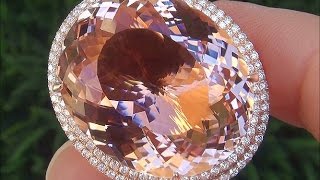 Worlds Largest GIA Certified VVS1 Pink Morganite Diamond 18k Rose Gold Vintage Estate Ring - A336