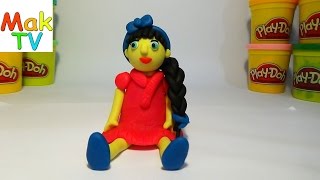 Как сделать девочку с косичкой из пластилина How to make a girl with pigtails Play-Doh