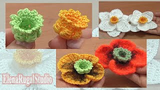 Crochet 3D Bellflower Tutorial 68 Part 1 of 3 かぎ針編みの3Dベルフラワー