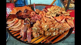 Real Chinese Street Food ? 2019 - POT-STEWED PIG FOOT, SWEET POTATO CAKE, FRIED YOGURT