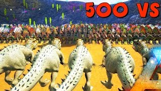 ARK Survival Evolved | 500 ARMORED SPINO VS INDOMINUS REX MOD | LET THE SLAUGHTER BEGIN! ( Modded )