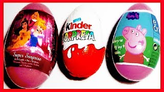 3 huevos sorpresa en español de Peppa Pig Princesas de Disney y Kinder sorpresa de chocolate