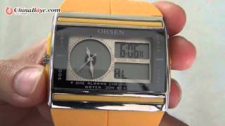 OHSEN A001 Fashion Dual Movement Waterproof Digital Sports Wristwatch for Men LED/Alarm