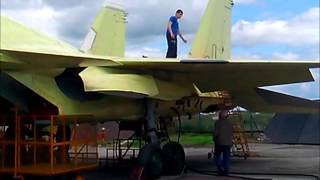 Самолет СУ 34 на аэродроме Чкалова, город Новосибирск