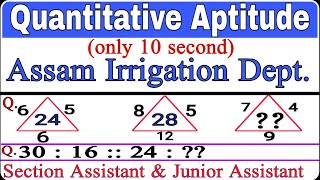 Assam Irrigation dept. exam/ #most important maths/section Asst. Junior Asst./quantitative aptitude