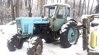 Запуск двигателя Д240 трактора МТЗ 52 в мороз при помощи пускового двигателя (ПД-10)
