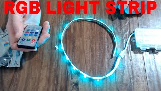 BATTERY POWERED RBG LIGHT STRIP WITH REMOTE UNBOXING AND REVIEW