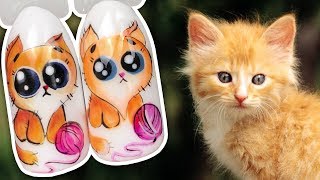 ? Милый Рыжий Котёнок ? Дизайн Ногтей для Осеннего Маникюра / Пошаговый Урок для Начинающих
