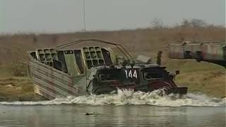 ПММ-2  Паром Самоходный  Волна и Плавающий транспортер ПТС в действии