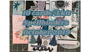 10 cards/1 kit- Spellbinders October 2019 kit of the month