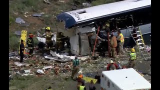 HORRIFIC BUS CRASH: Raw video of scene New Mexico bus crash where there were numerous victims