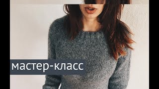 Мастер-класс ? Простое платье спицами регланом сверху ? 3 часть | Рукава и закрытие