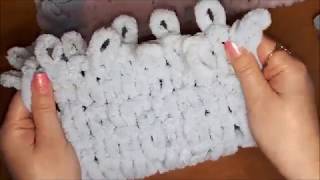 Как вязать из ниток Alize Puffy. Чередование лицевых и изнаночных петель