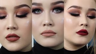 Warm Brown Smokey Eye + Three Lip Options | Jenna Danielle Beauty