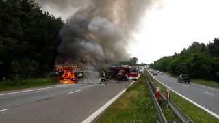 Pożar ciężarówki na DK-1 Dąbrowa Górnicza - Ząbkowice 20130711 172207 Full HD