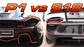 McLaren P1 vs Porsche 918 1/2 Mile Drag Race!