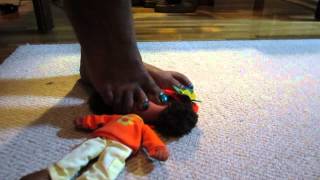 Vivi barefoot black doll trample