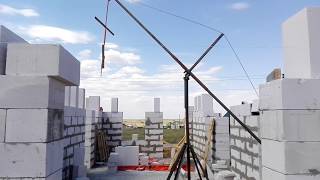 Укладка 9 ряда газобетонных блоков. Подготовка к армопоясу. Продолжение.
