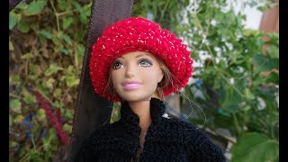 Как связать шапочку, шляпку и короткие сапожки для Барби.  Wie Kappe Barbie binden.