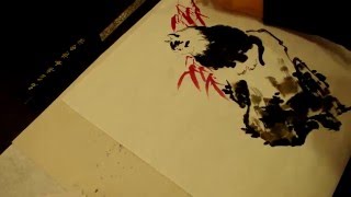 Китайская живопись Гохуа  Виталий Близнецов  Котик 1