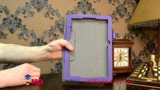 Фирменный чехол бизнес класса для Asus Transformer Pad TF103CG фиолетовый натуральная кожа