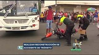 Realizan reconstitución de accidente en donde murió joven atropellado por un bus