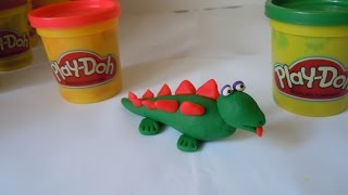 Как слепить из пластилина Плей До динозавра стегозавра. How to make a stegosaurus  of Play-Doh.